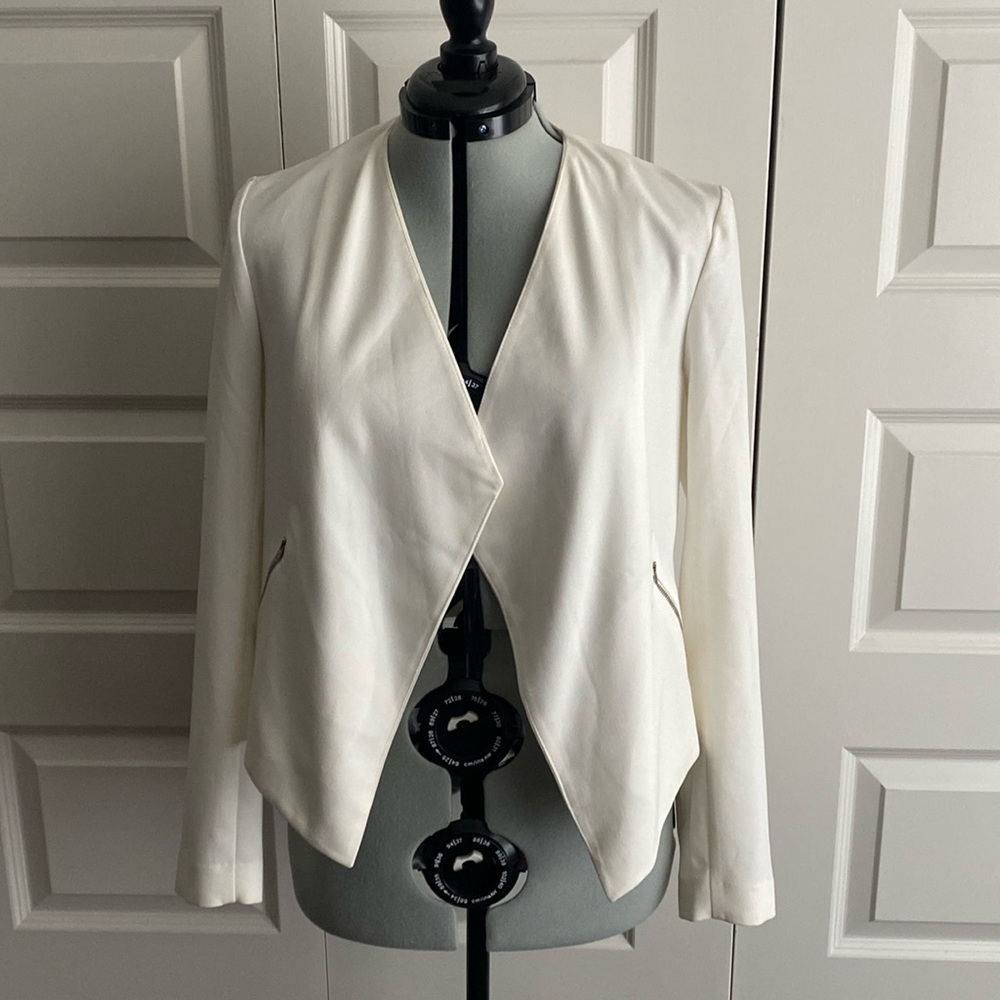 H&M Vintage Divided Open Front Blazer Jacket Ivory